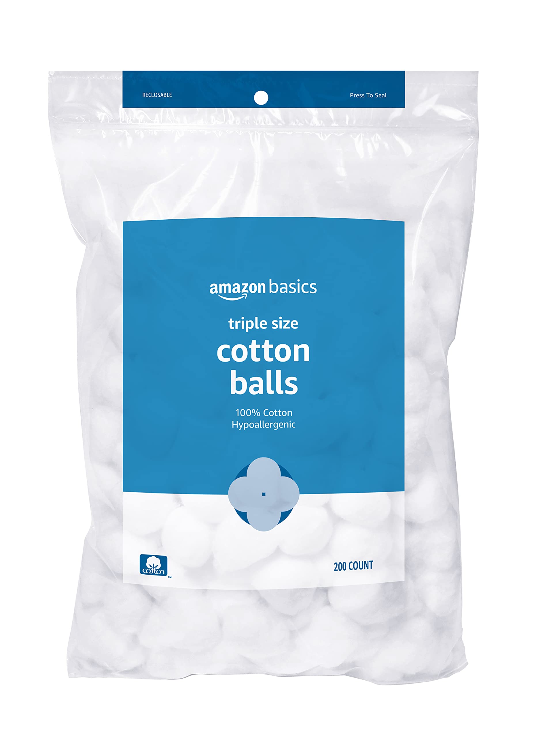 Basics Cotton Balls for Skincare, 200 Count (Previously Solimo)