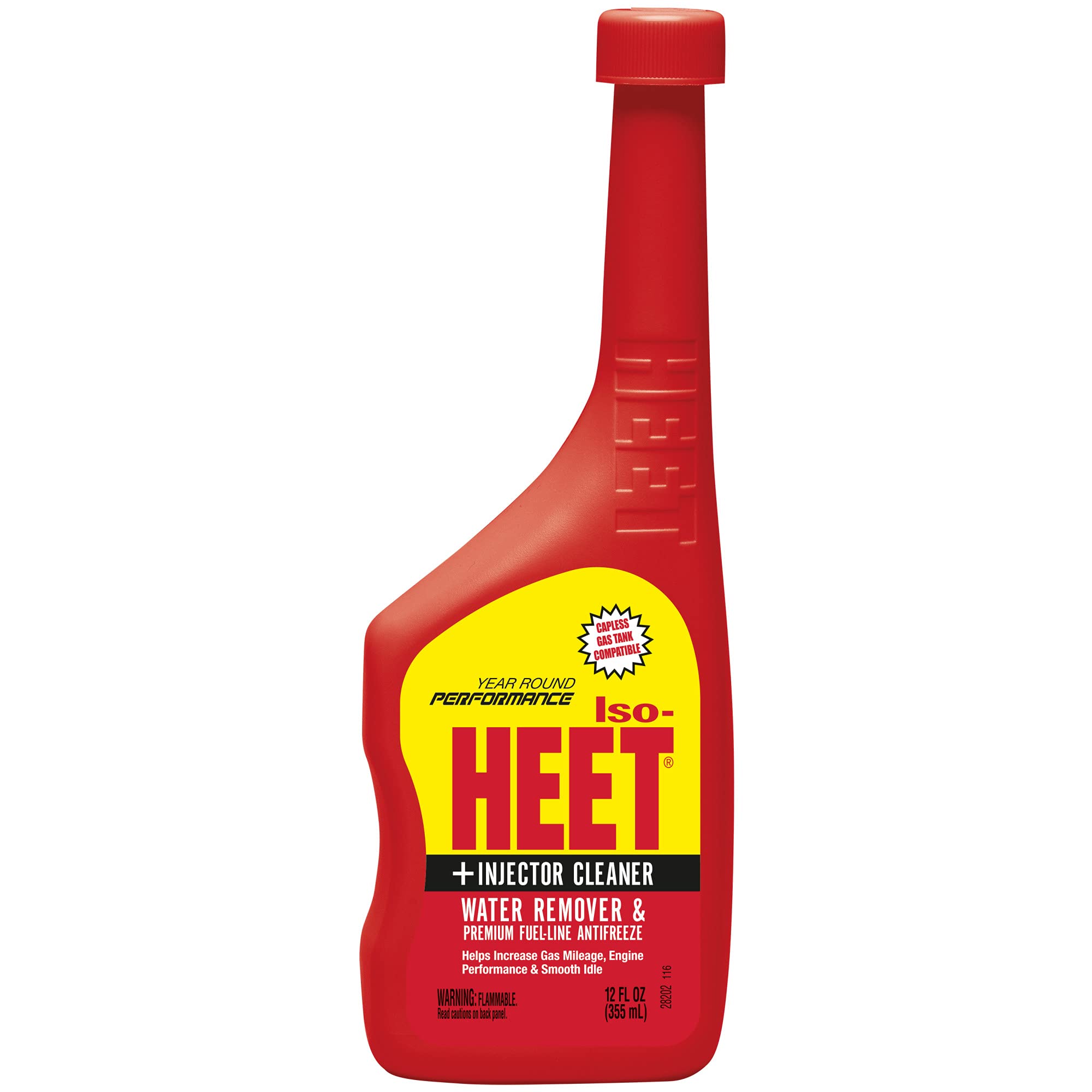 Heet Iso-HEET مزيل الماء ومانع تجمد خط الوقود الممتاز + منظف الحاقن يساعد على زيادة الأميال المقطوعة بالبنزين ويحسن أداء المحرك على مدار العام، 12 أونصة سائلة (28202)، أحمر