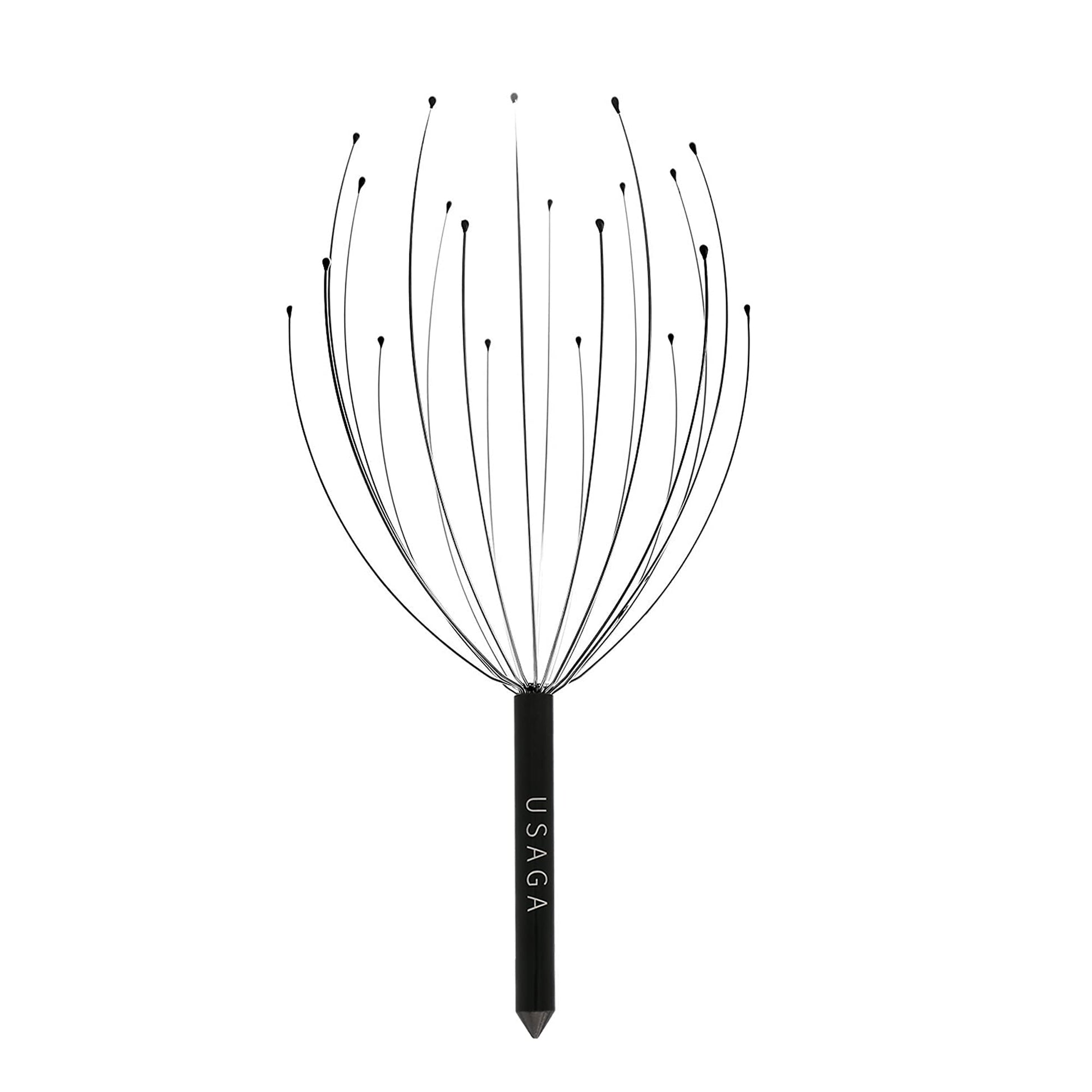 USAGA Head Massager Scalp Massager 20 Fingers Head Scratcher for Scalp Body Relaxing (Black & Black)