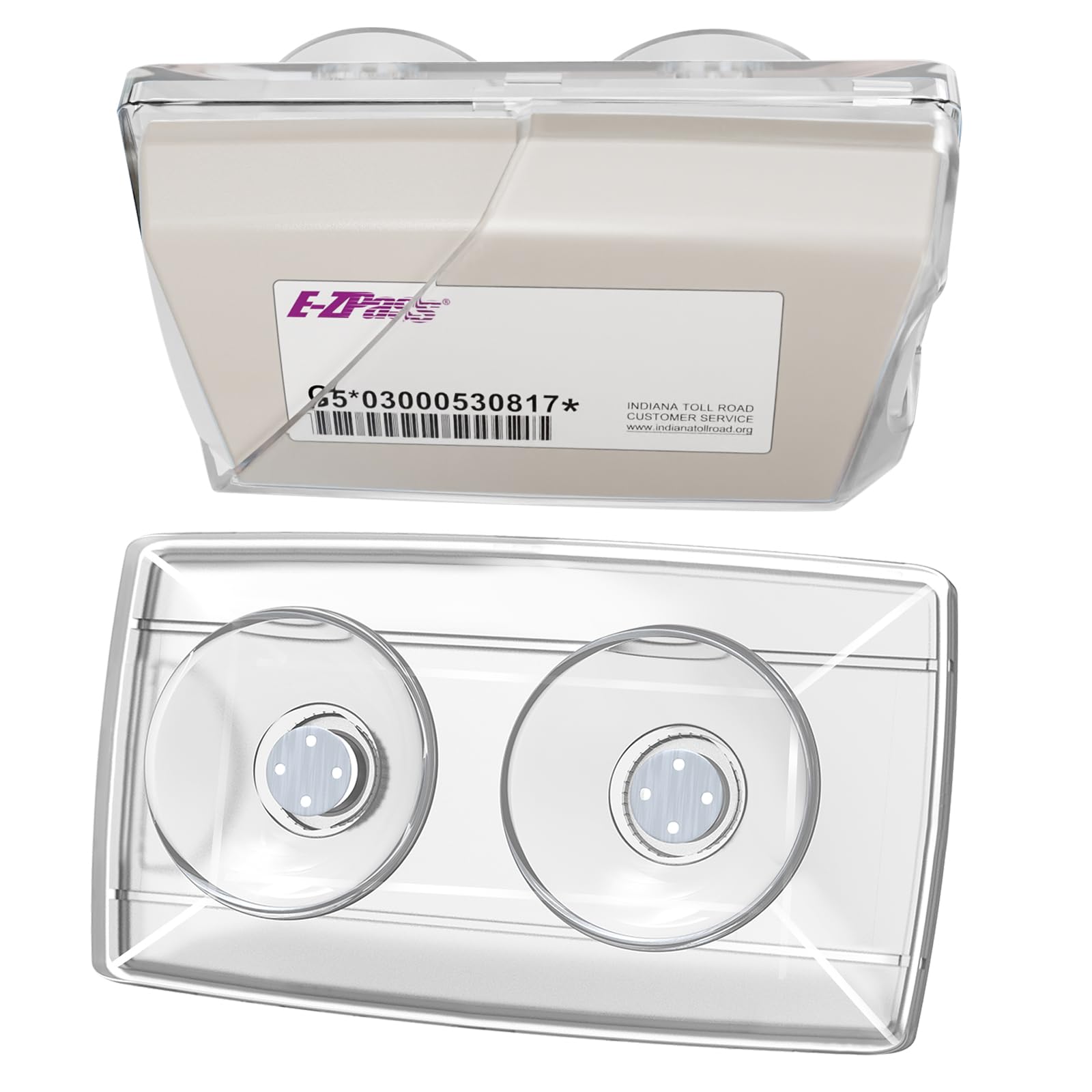 حامل بطاقة FLLIK EZ Pass للزجاج الأمامي. Ezpass مع أكواب شفط قوية. حامل جهاز الإرسال والاستقبال iPass. (شفاف، 1 قطعة)