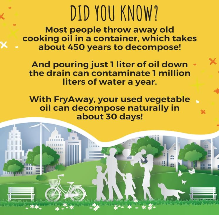 FryAway Cooking Oil Solidifier, Vegetable/Canola Oil Hardener for Easy Disposal, Natural Oils Solidifies, Grease Solidifying Powder, Waste Solution As Seen on Shark Tank, Super Fry, 24 Cups