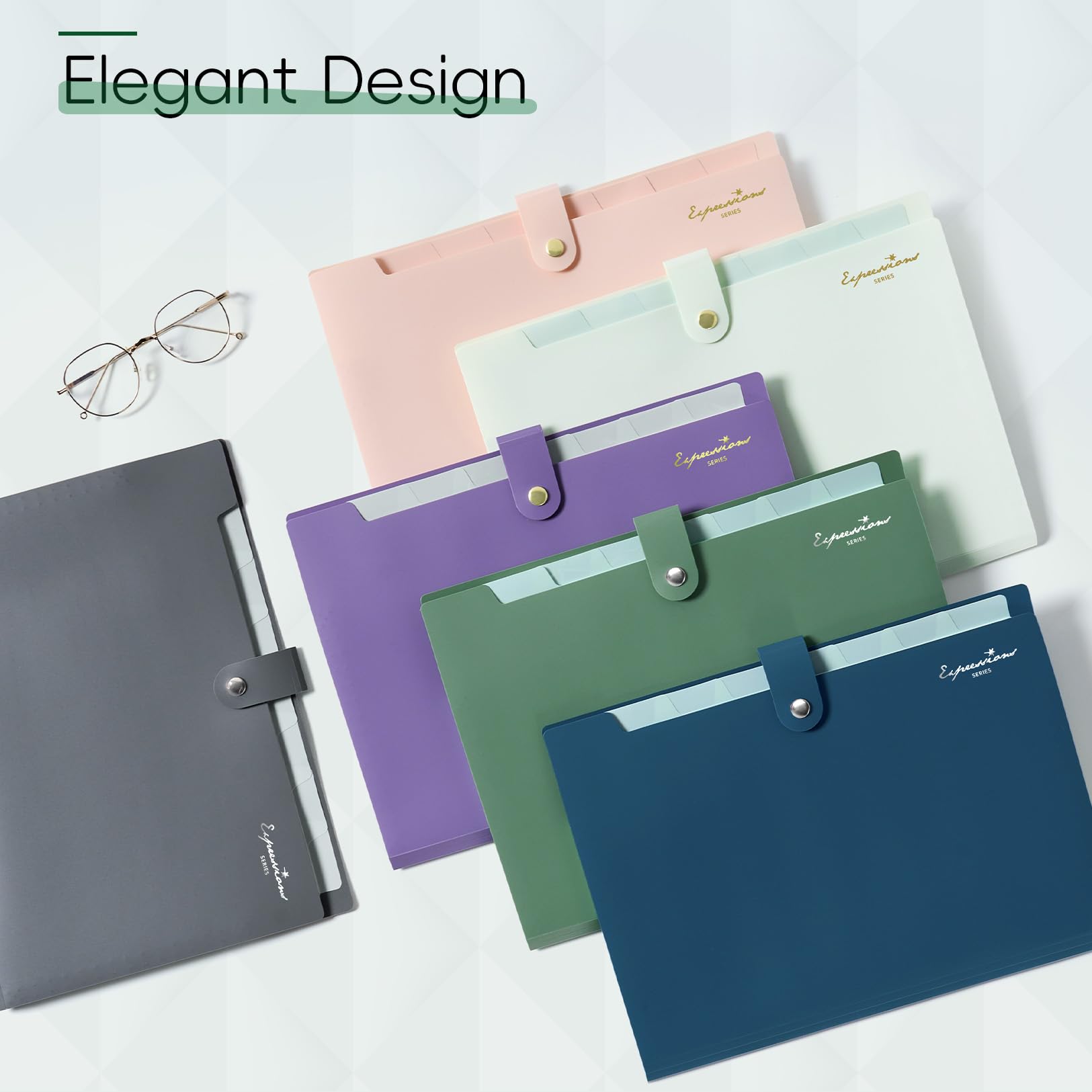 Sooez Elegant Accordion File Organizer, 8 Pocket Expanding File Folders with Labels, Portable Folder for Documents, Cute Paper Organizer for School Office Supplies, Letter Size, Dark Green