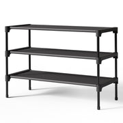 Kitsure Shoe Rack - Non-Woven Shoe Rack Shelf, Shoe Organizer for Closet, Entryway, Garage & Corridor, Stackable Shoe Shelves, 27.5" Wide - 3 Tier, Black