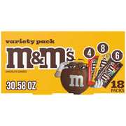 M&M's Milk Chocolate, Peanut & Peanut Butter Full Size Chocolate Halloween Candy Assortment Trick or Treat Gifts - 18 Piece Bulk Candy Box