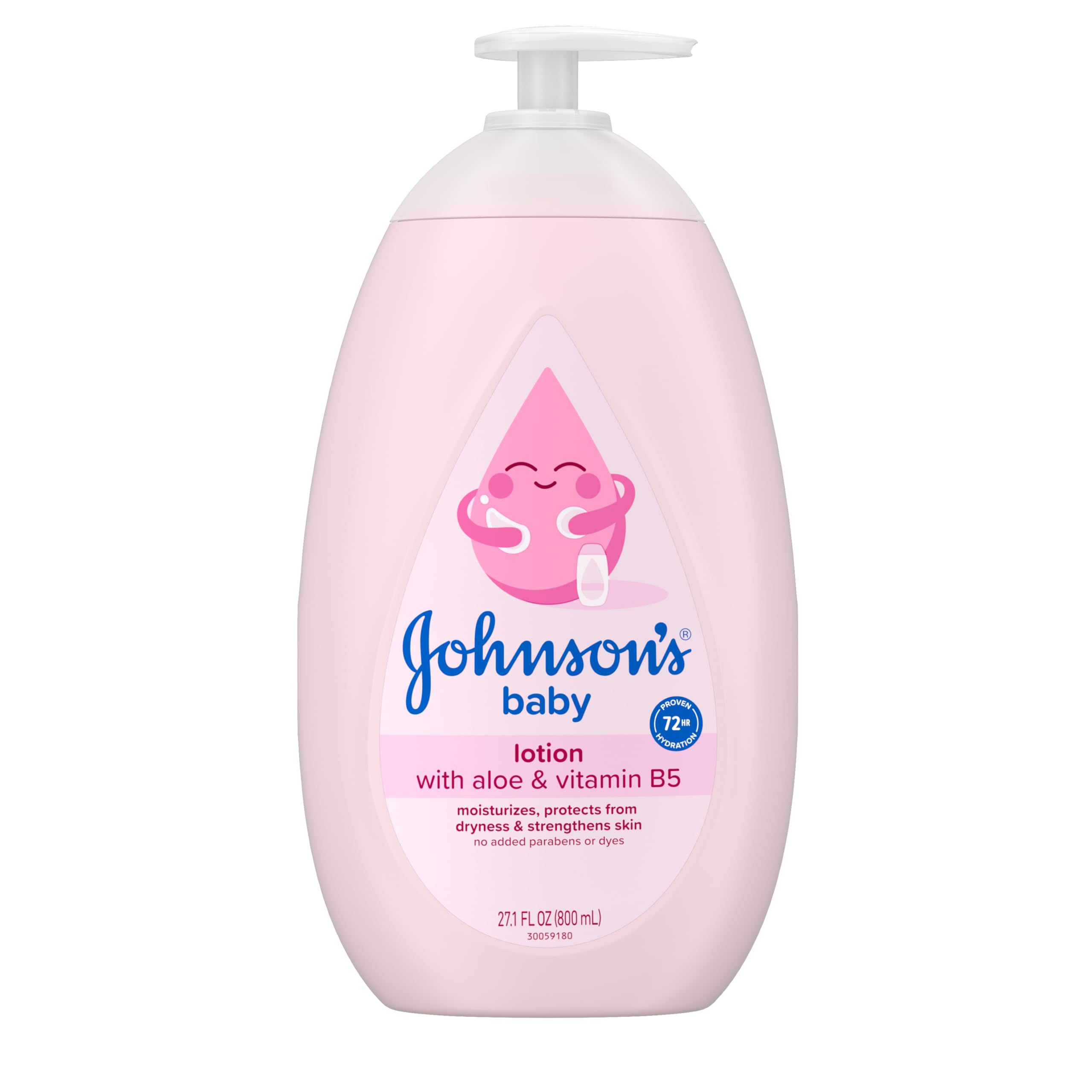 Johnson's Baby Lotion with Coconut Oil, Aloe Vera & Vitamin B5, 72 HR Hydration, Skin Moisturizer, Hypoallergenic, Safe for Newborn, Protects From Dryness & Strengthens Skin, 27.1 fl. Oz