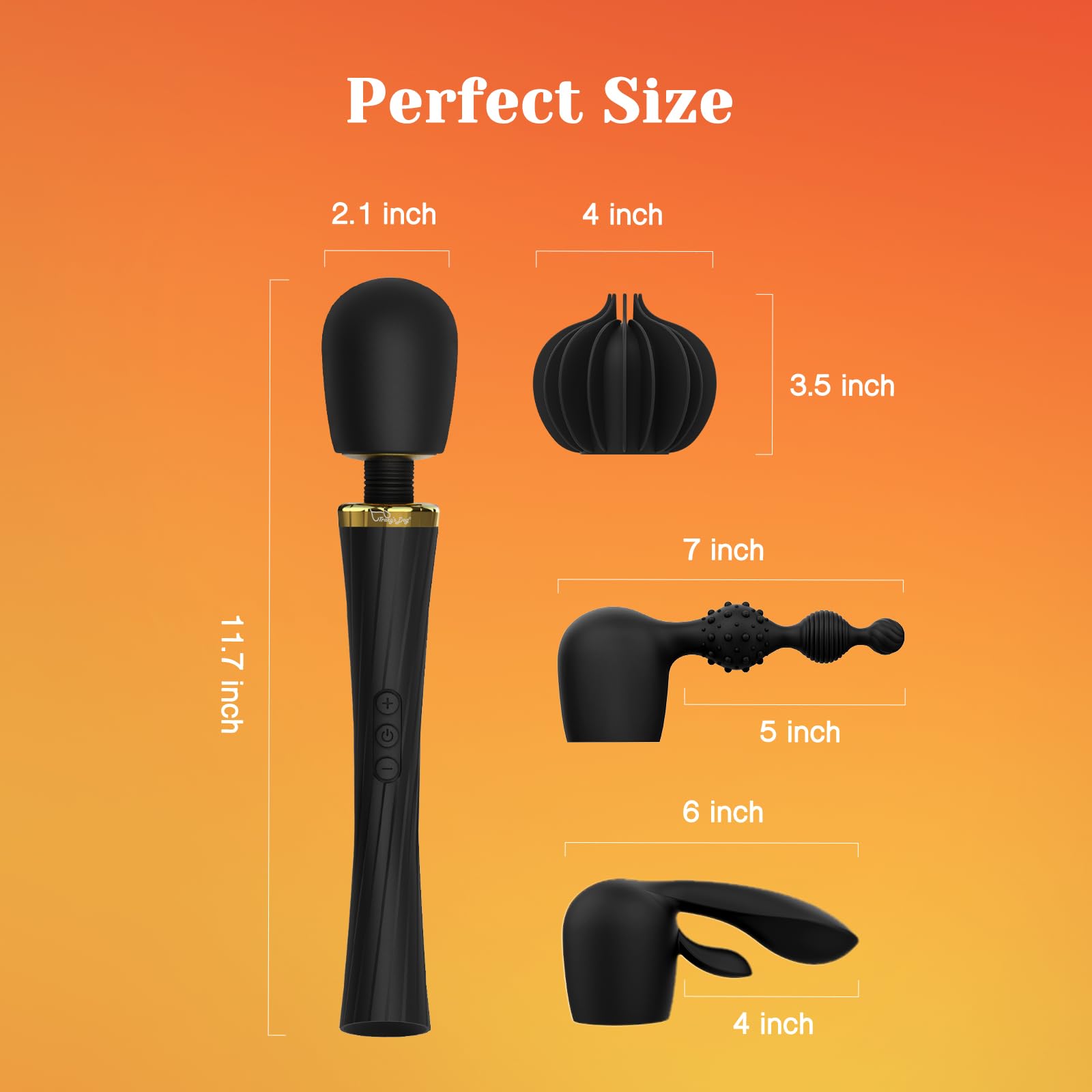 Tracy's Dog Wand Vibrator Kit for Couples, Powerful Cordless Vibrating Wand with 3 Attachments for Clitoral, G-Spot & Anal Stimulation, 5 Vibration Modes & 3 Speeds, Adult Sex Toys for Women & Partner