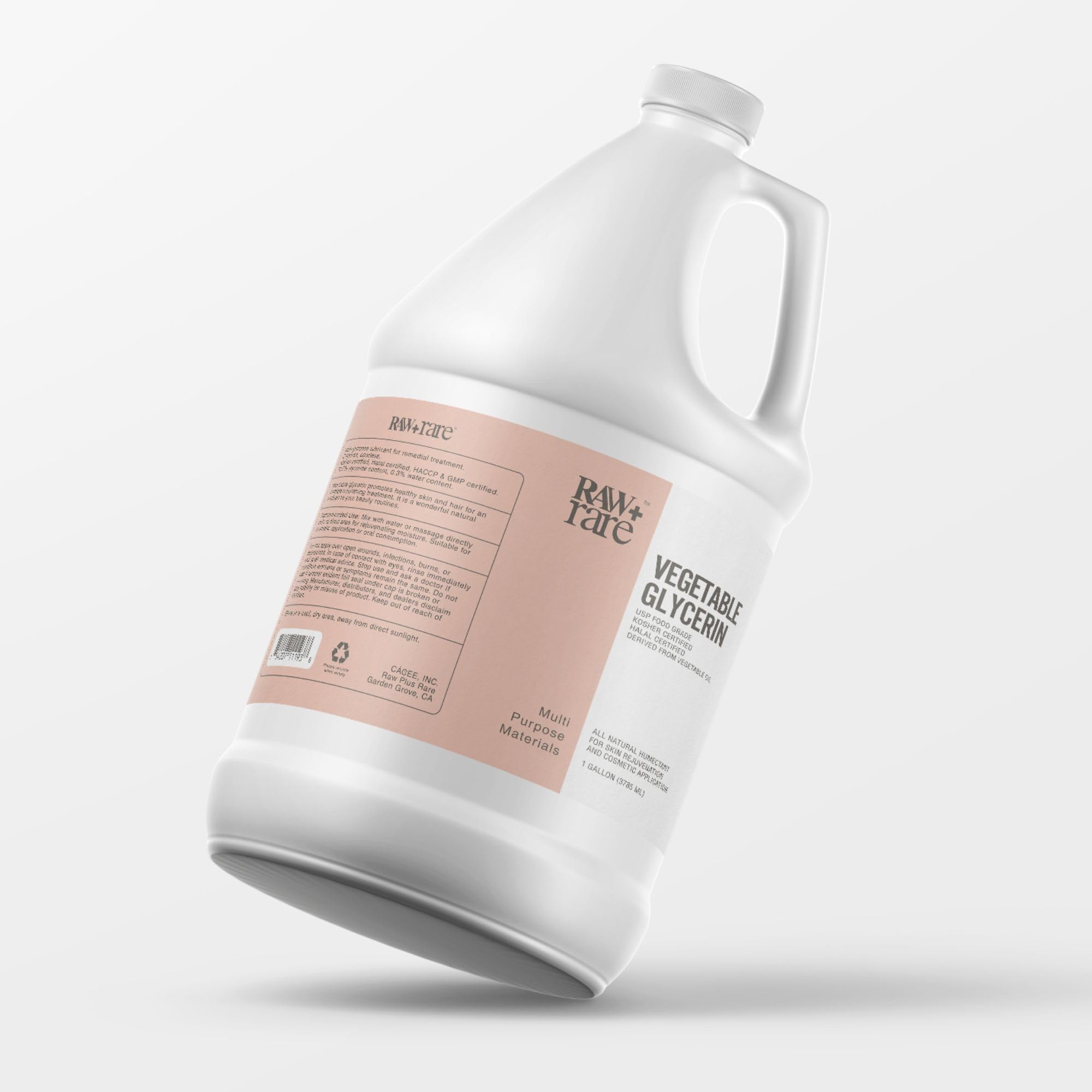 Raw Plus Rare Natural Glycerin for Skin and Face, Bulk Gallon (128 fl oz), USP Food Grade/Cosmetic Grade, for Hair, Skin, Crafts, Soap Base Oil - Kosher, Halal and Pharmaceutical Grade