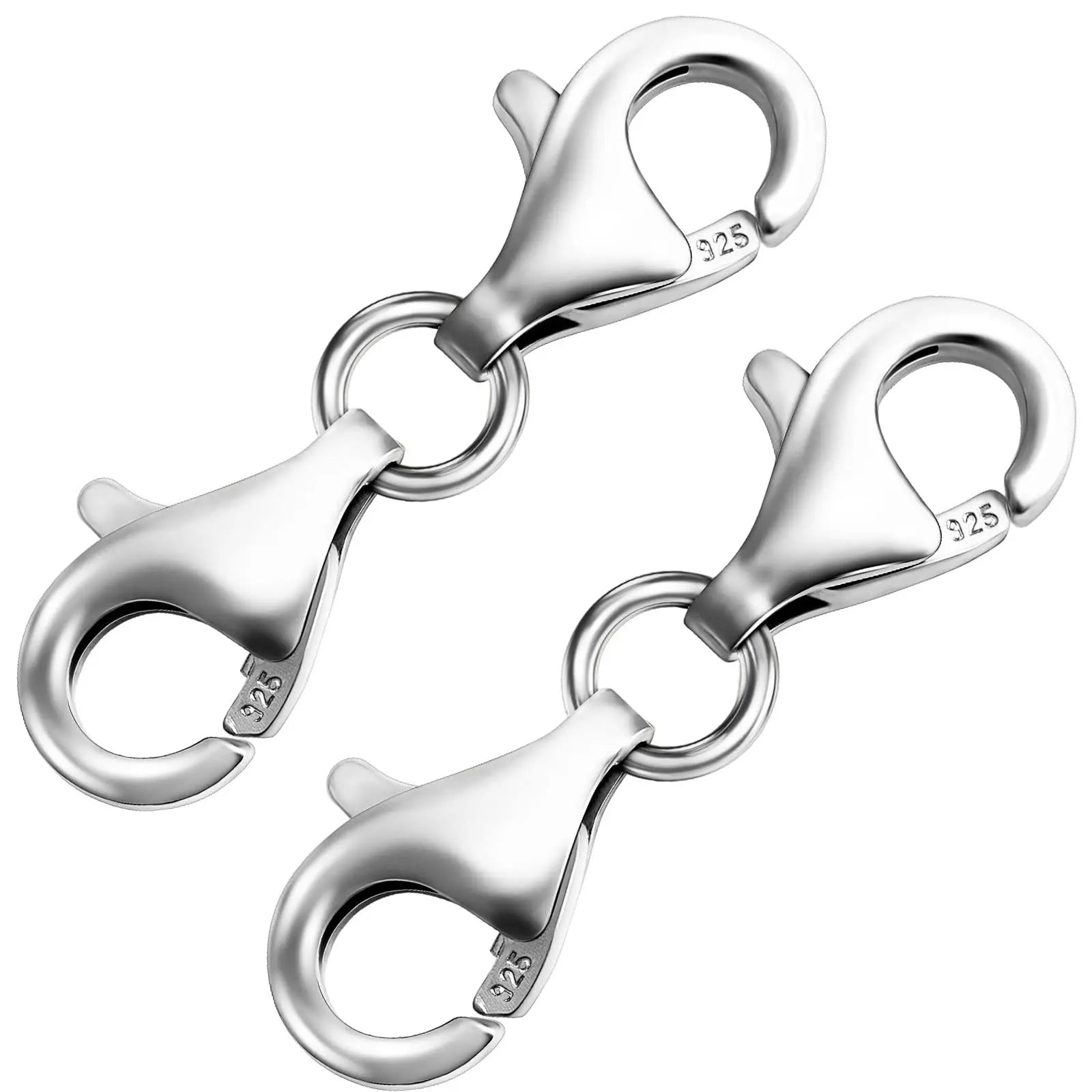 OHINGLT Double Lobster Claw Clasps 925 Sterling Silver Necklace Extender, Double End Design Necklace Clasps and Closures, Bracelet Connector Suitable for Jewelry Making