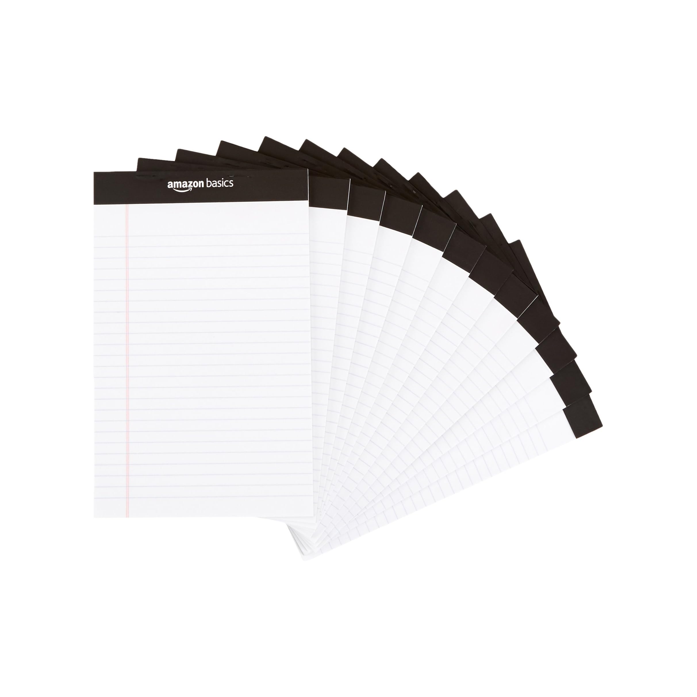 Basics Narrow Ruled Lined Writing Note Pad, 5 inch x 8 inch, White, 12 Count (12 Pack of 50 pages)