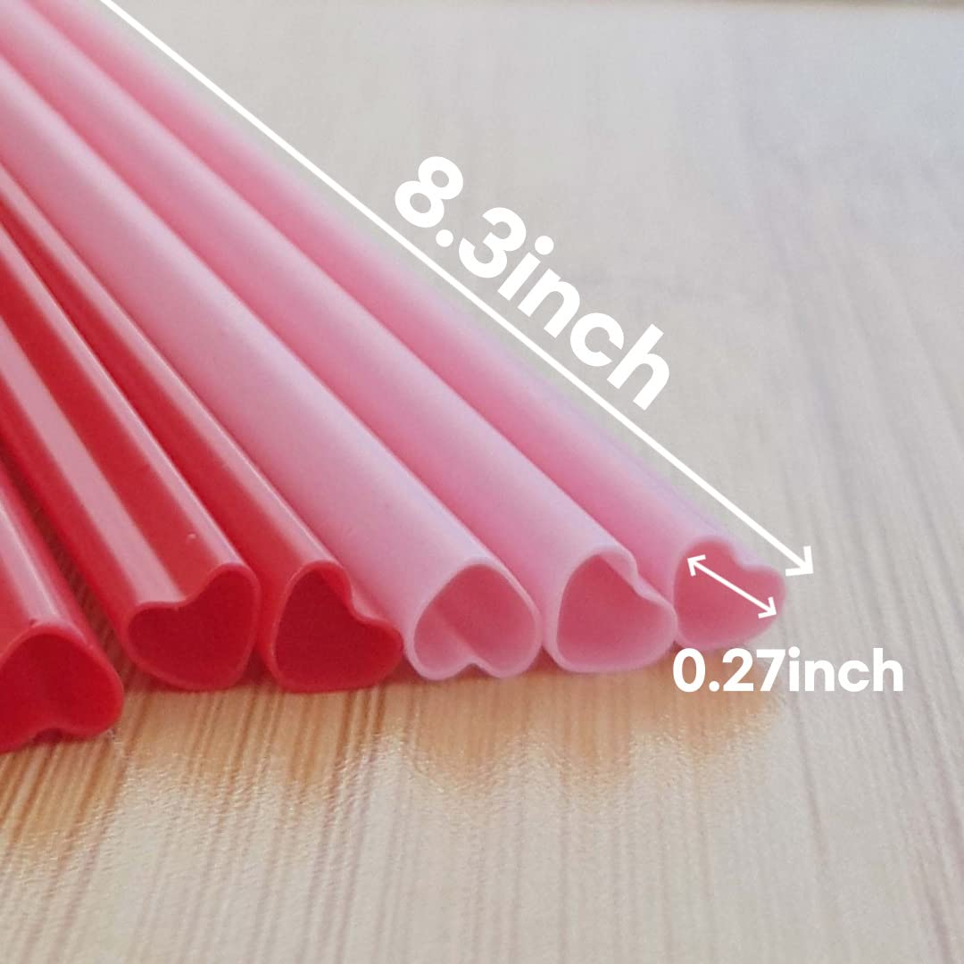 The best MOON 100pcs Heart Shaped Pink Straws Disposable Drinking Cute Straw Individually Wrapped Pink Plastic Straw Galentines Day, Cocktail, Birthday Party, Bridal Shower, Wedding Decorations