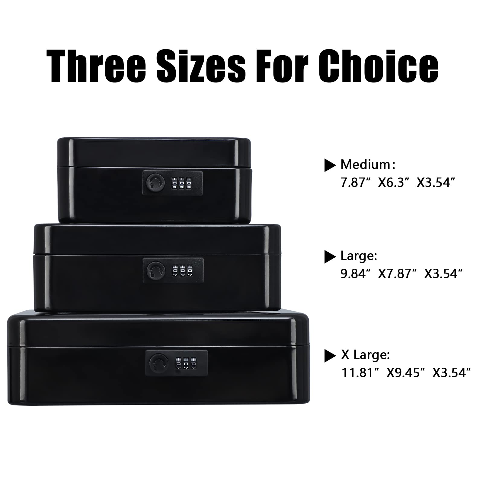 KYODOLED Cash Box with Combination Lock Safe Metal Money Box with Money Tray for Security Lock Box 7.87"x 6.30"x 3.35" Black