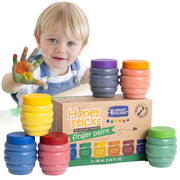 Honeysticks Non Toxic Finger Paint (6 Bright Colors), Washable from Skin, Safe Finger Painting for Toddlers, Kids Ages 1-3, 2-4, 3-5, Perfect First Paint for Little Artists Age 1+, Water Based, Eco