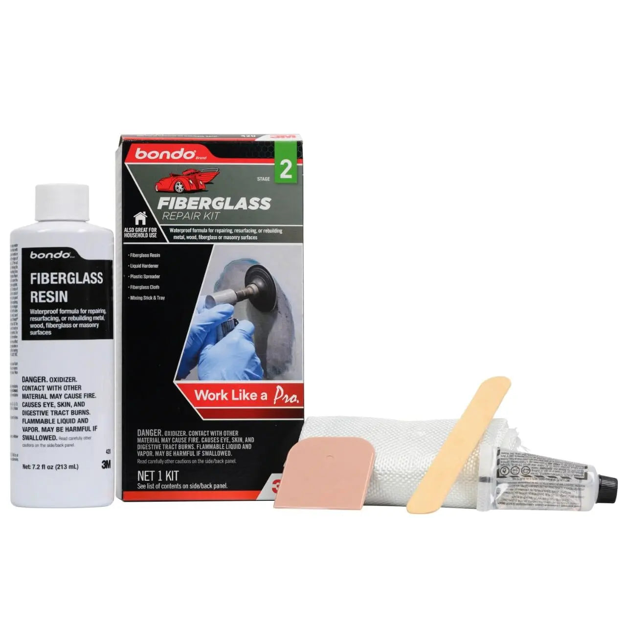 Bondo Fiberglass Resin Repair Kit, 00420, 0.45 Pint