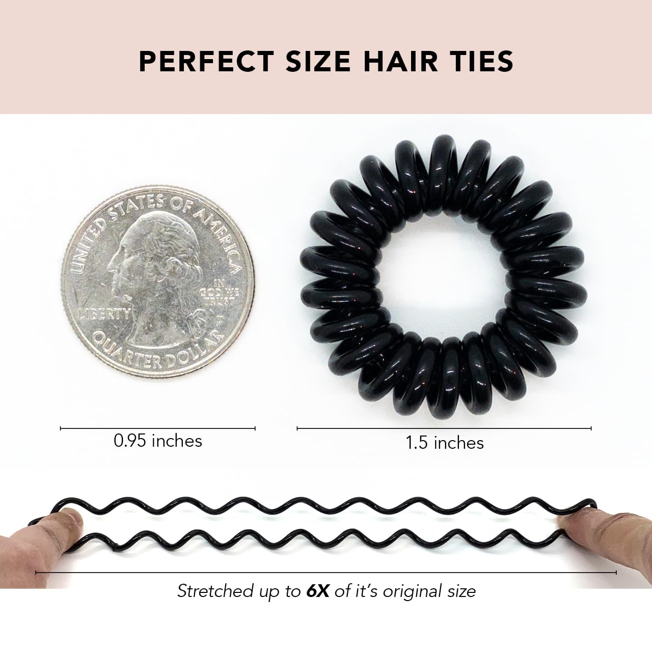 Kitsch Spiral Hair Ties for Women - Creaseless and Dent-free Coil Hair Ties No Damage, Phone Cord Coils | Made of Flexible and Durable Plastic | Ideal for Daily Use - 4pcs (Brunette)