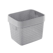 Sterilite 6-Pack Tall Weave Basket, Wicker-Style Plastic Open Storage Bin, Cement Gray - Multi-Purpose Decorative Organizer for Laundry Area, Shelves, Closets, Pantries, Living Rooms or Offices