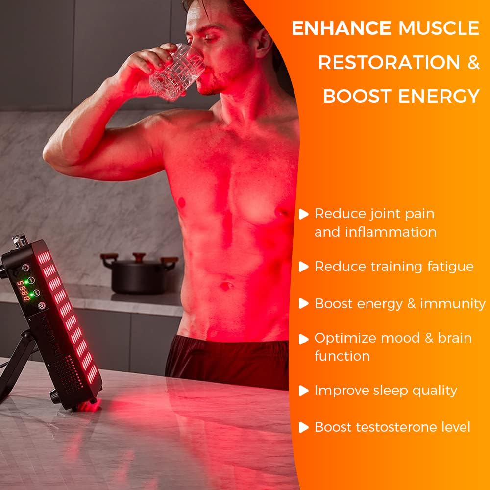 BestQool Red Light Therapy, Dual Chip Clinical Grade LED Device with Near-Infrared Light 660nm 850nm High Power Panel, Ideal for Body, Face, Recovery, Improve Sleep, Skin Health, 105W (Black 60)