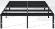 NEW JETO Metal Bed Frame,Queen Size Bed Frame with Storage Space,Heavy Duty Sturdy Mattress Foundation,Easy Assembly,No Box Spring Needed, Black,14 Inch,Queen