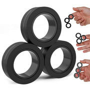 BunMo Magnetic Rings Black – Improved N45 Grade Magnets, BPA-Free, Compact & Quiet Fidget Toy for Adults & Teens, Portable Handheld Toy for Office, School, & Travel