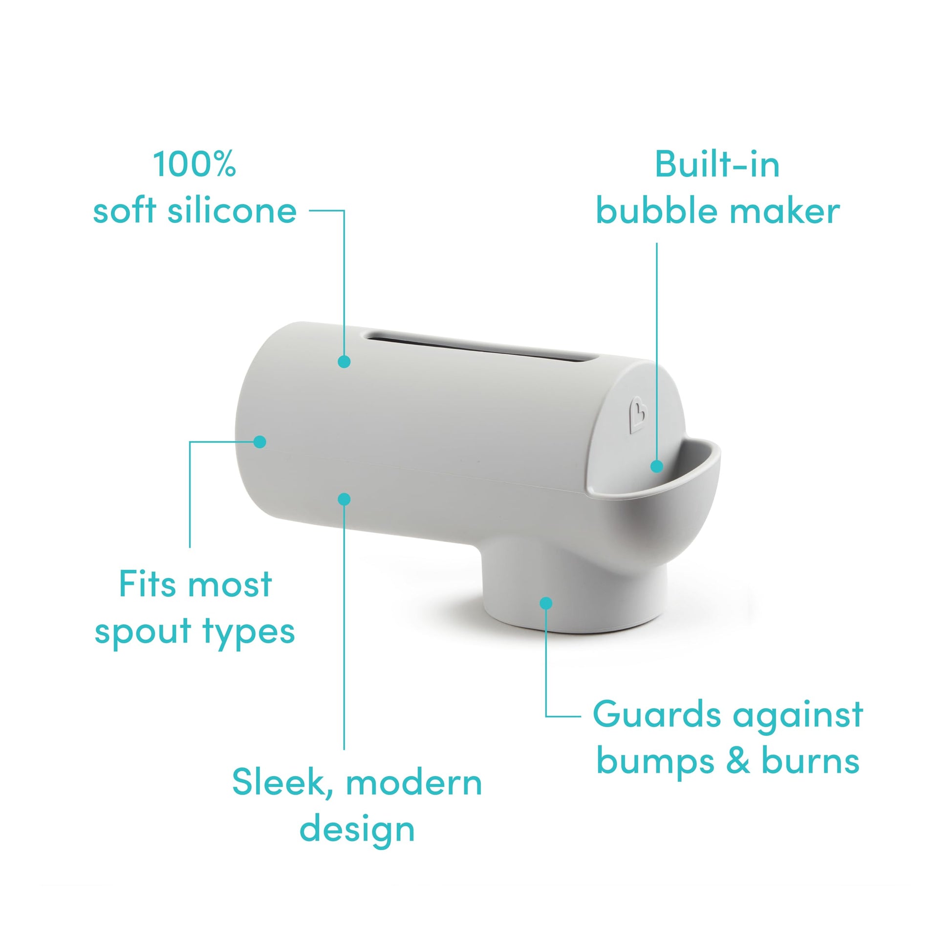 Munchkin® Soft Spot™ Bath Spout Cover for Baby, Bathtub Guard with Built-in Bubble Bath Dispenser, Silicone, Grey
