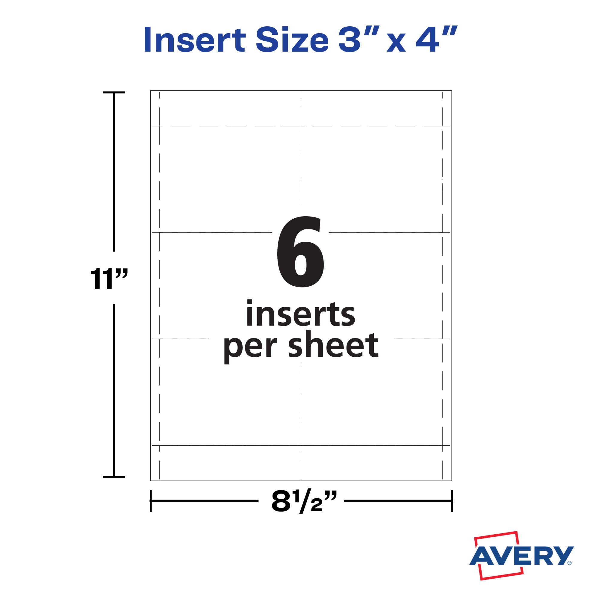 Avery Customizable Name Badge Inserts for Name Tag Holders, 3" x 4", White, Laser/Inkjet Printable, 300 Total (5392)