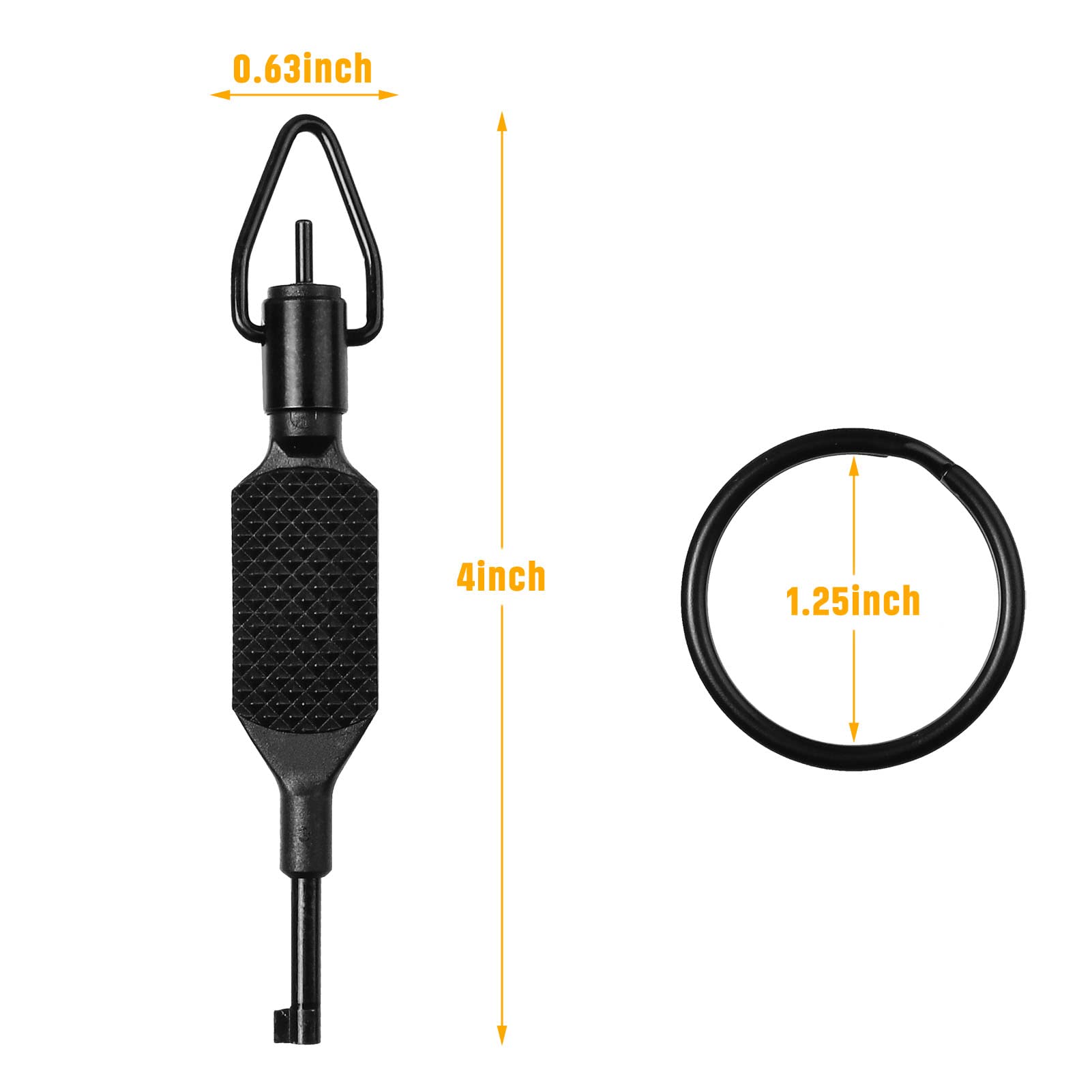 JOTOVO Flat Knurled Swivel Key, Universal Standard Handcuff Key 4" Long with Detachable Keyring, Black