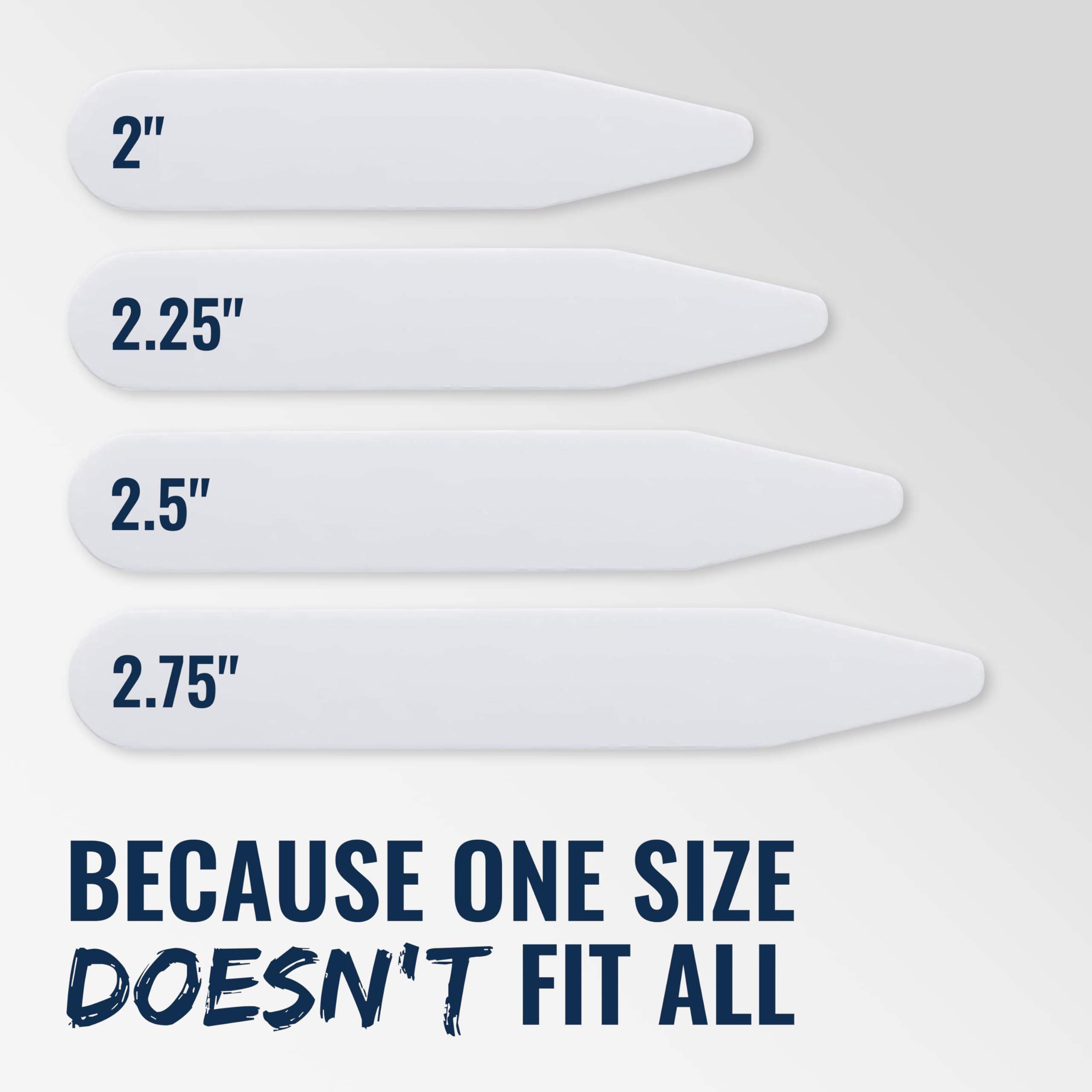 60 Plastic Collar Stays for Men's Dress Shirts with Storage Holder – 4 Assorted Sizes