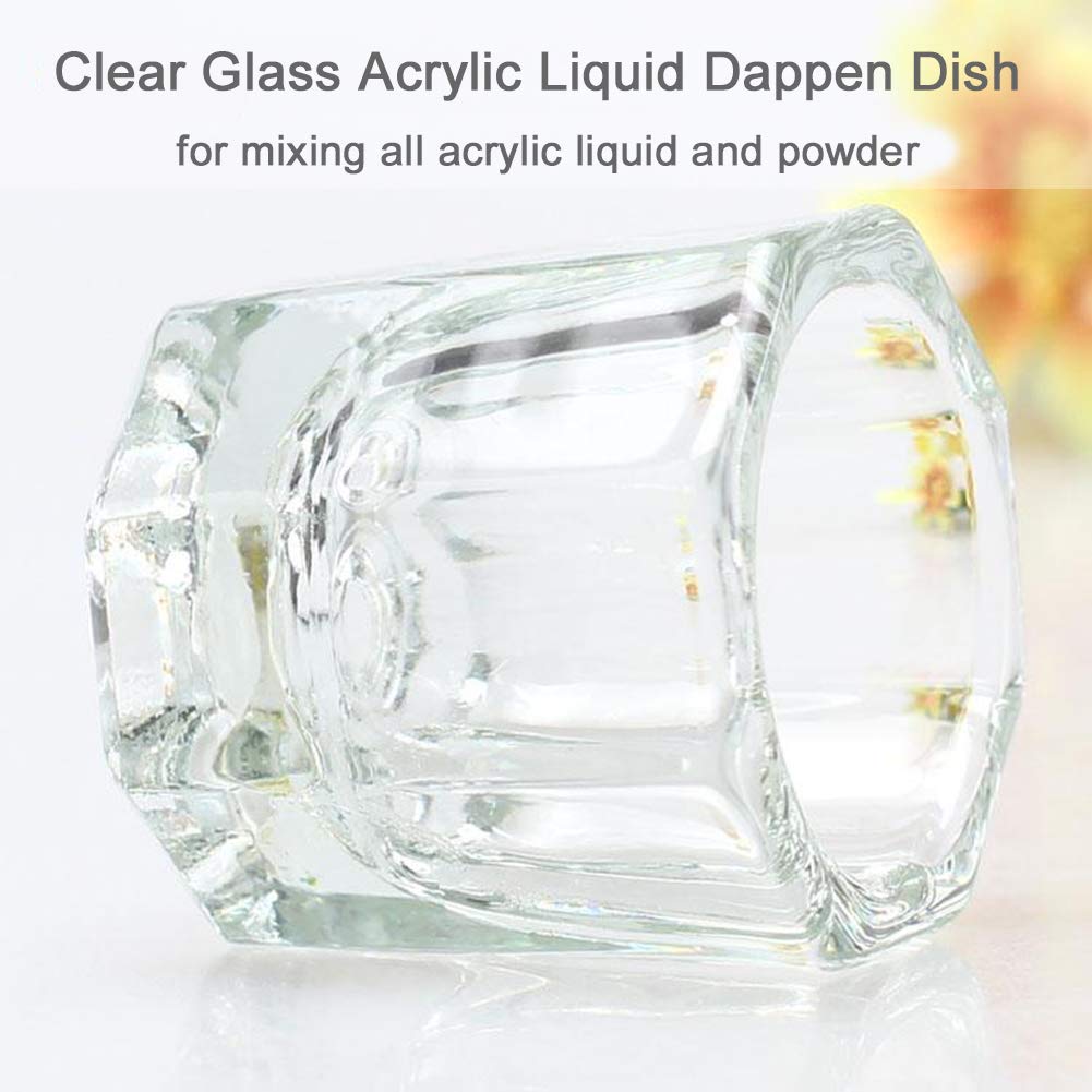 Bulex 2 Pack Dappen Dish Cups for Nail Art Acrylic Liquid - Clear Glass Nail Monomer Liquid Bowl Dampen Dish Acrylic Powder Holder, Acrylic Glass Jar for Nails