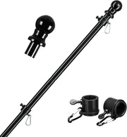 Black Flag Poles for Outside House - 5ft Tangle Free Flag Pole for House,Heavy Duty Metal Flagpole,Outdoor Flagpoles Residential for Porch,Fence (Without Bracket)