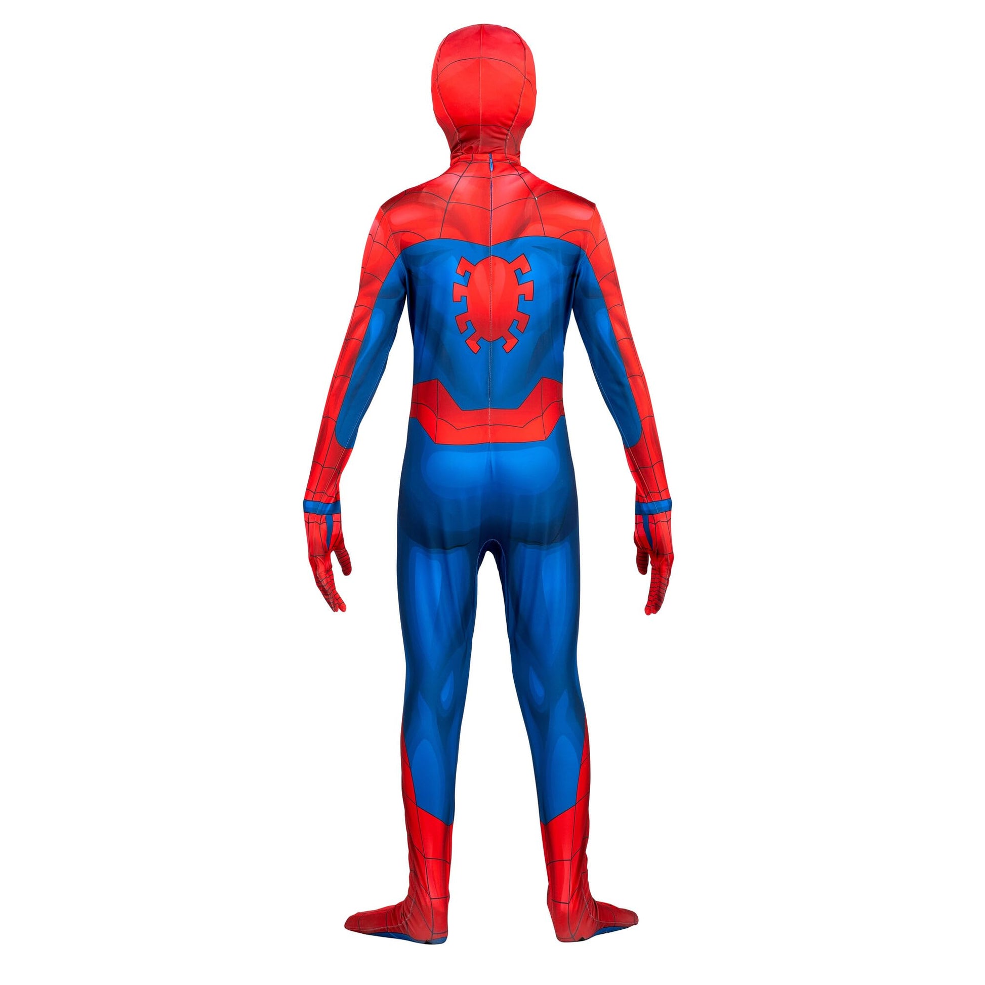 Marvel Spider-Man Official Youth Deluxe Zentai Costume - Deluxe Two-Way Stretch Spandex with Invisible Zippers and Wrist Openings for Added Convenience (S) Multi