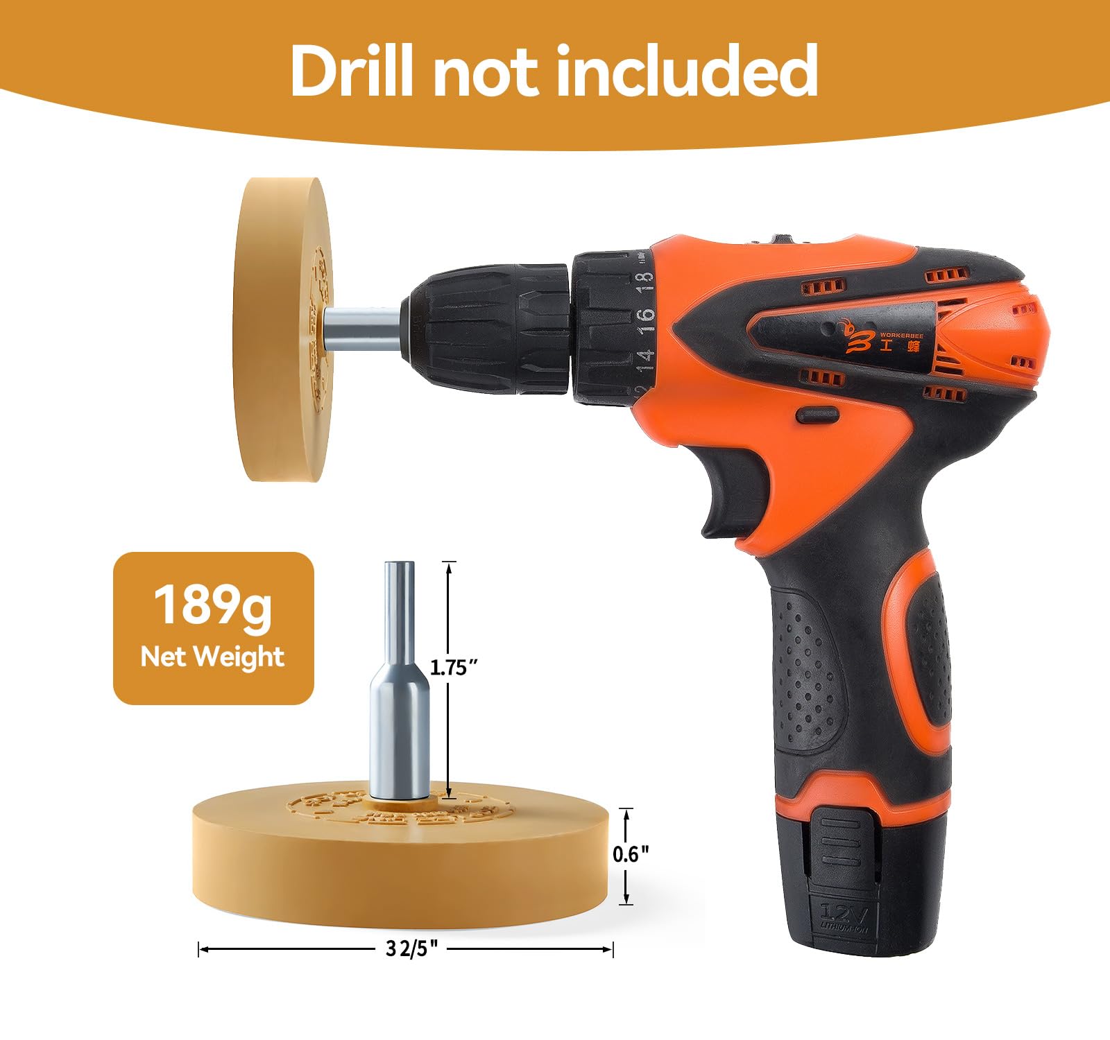 LuckyGuard Decal Remover Eraser Wheel Adhesive Remover for Pinstripes Vinyl Tapes and Sticker Rubber Wheel for Drill 1 Pack
