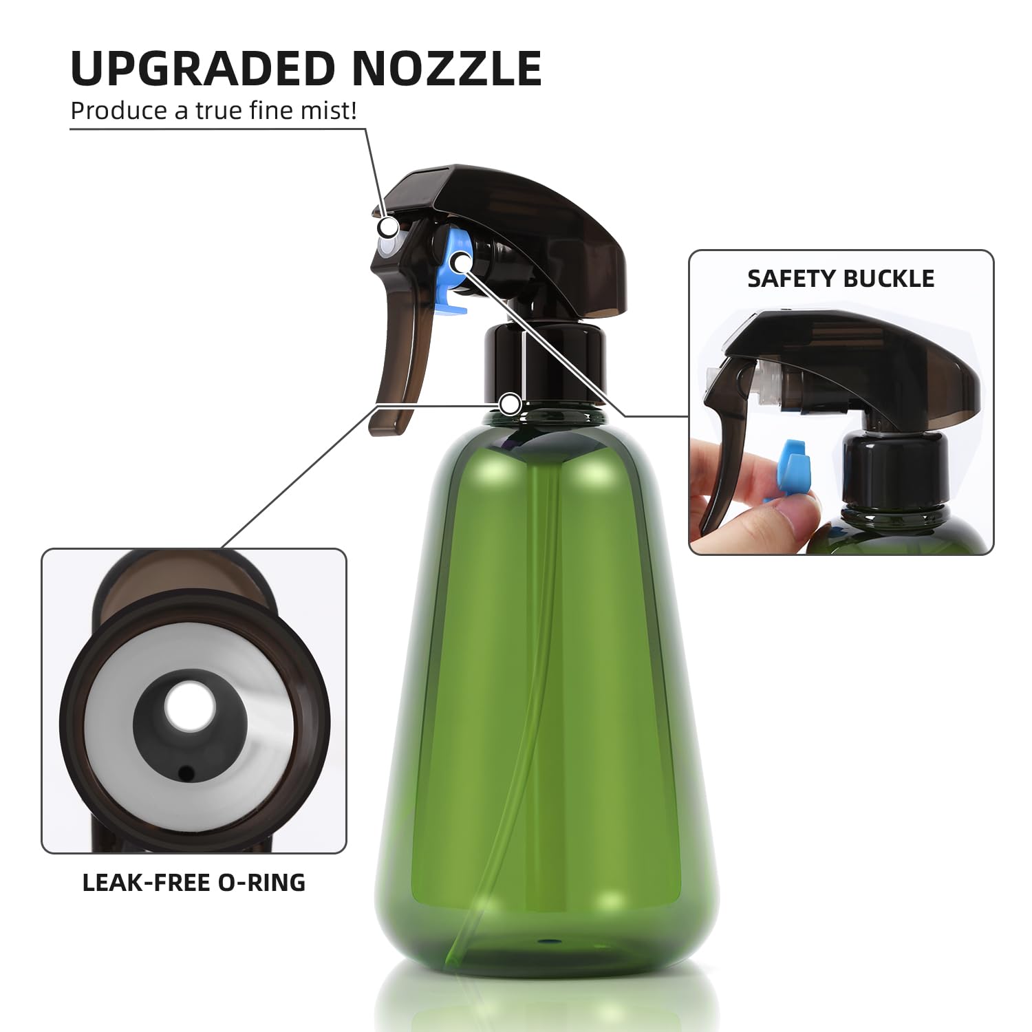 Spray Bottle for Plants 2 Pack, 16oz - Ultra Fine Mist, Plant Mister Empty Spray Bottles Indoor, Leak Proof Misting Water Sprayer Bottle for Gardening, Plant Care, Hair Care, Cleaning Solutions