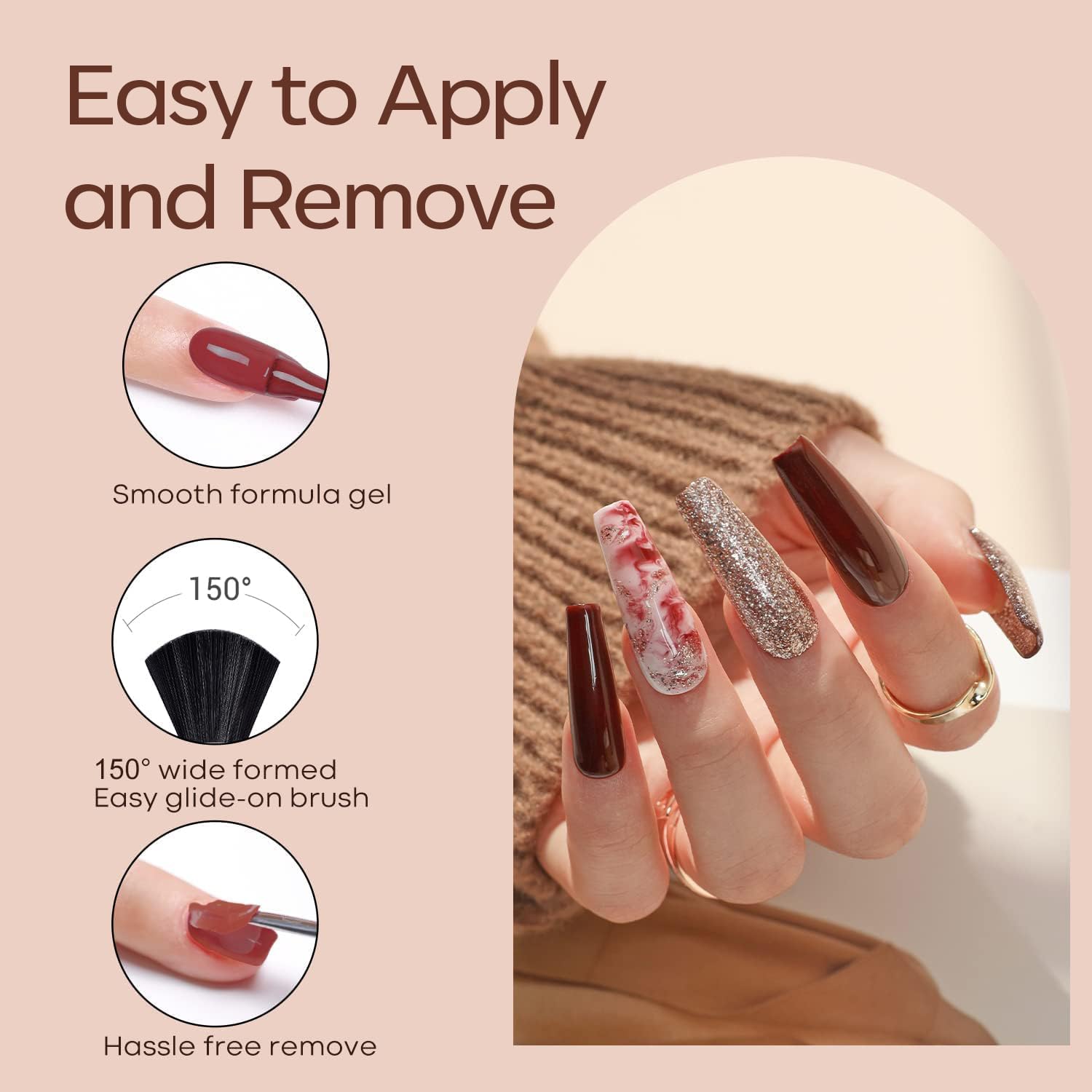 modelones Gel Nail Polish Kit -6 Colors Fall Nude Pink Gel Polish Set Skin Tones Neutral Brown Soak Off Gel Nail Kit Manicure DIY Nail Art Salon Home Gift