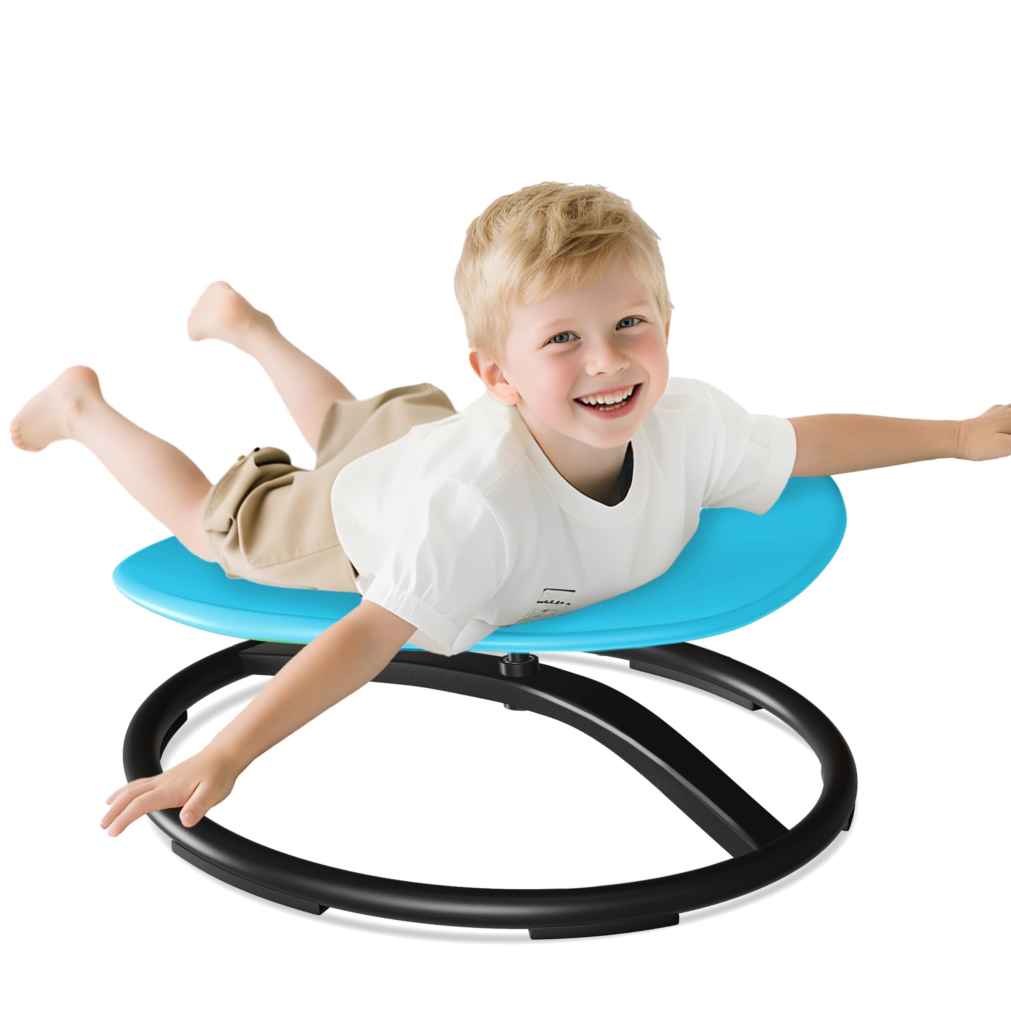 21" L × 19" W Large Size Spinning Chair for Autistic Kids, Toddler Sensory Spinning Chair, Sensory Toys Gifts for Kids with Autism & ADHD, Sit and Spin Training Body Coordination, Azure Rounded Shape