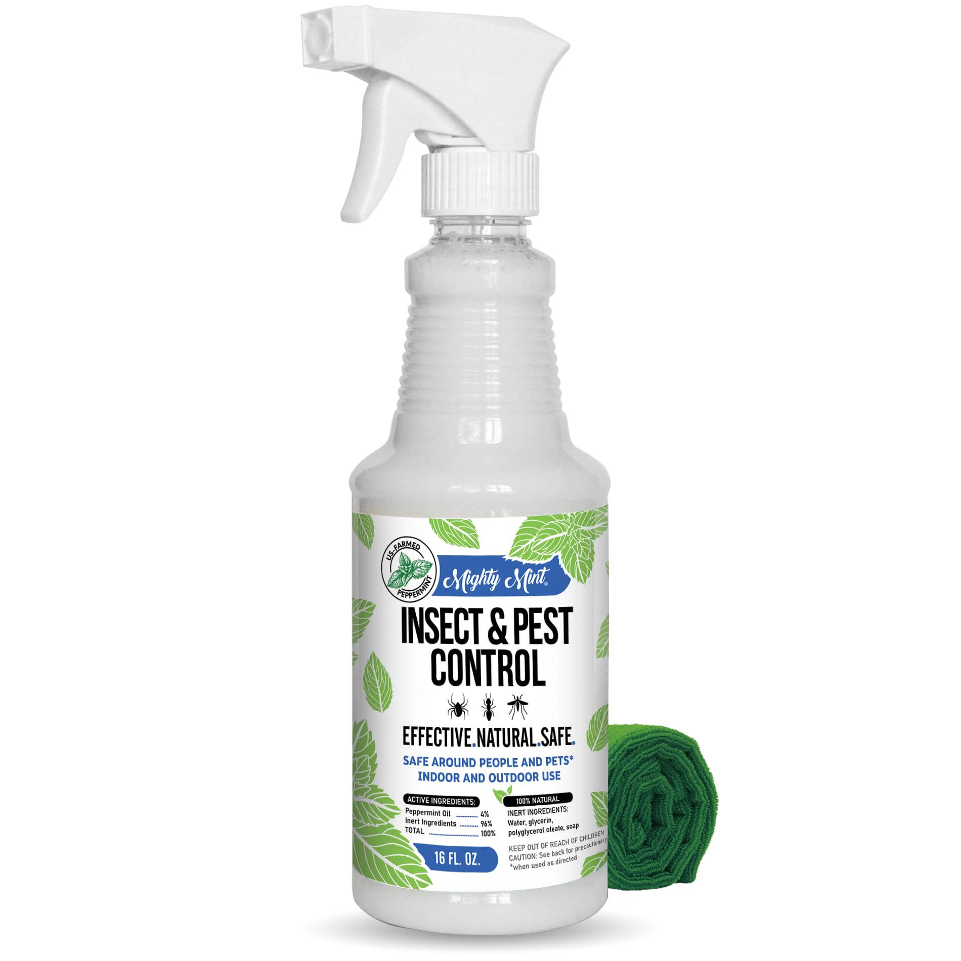 Mighty Mint Peppermint Oil Insect Repellent Spray - Natural Indoor & Outdoor Bug Control for Spiders, Ants, Roaches, and More - Plant-Based, Extra-Strong Formula - 16 oz