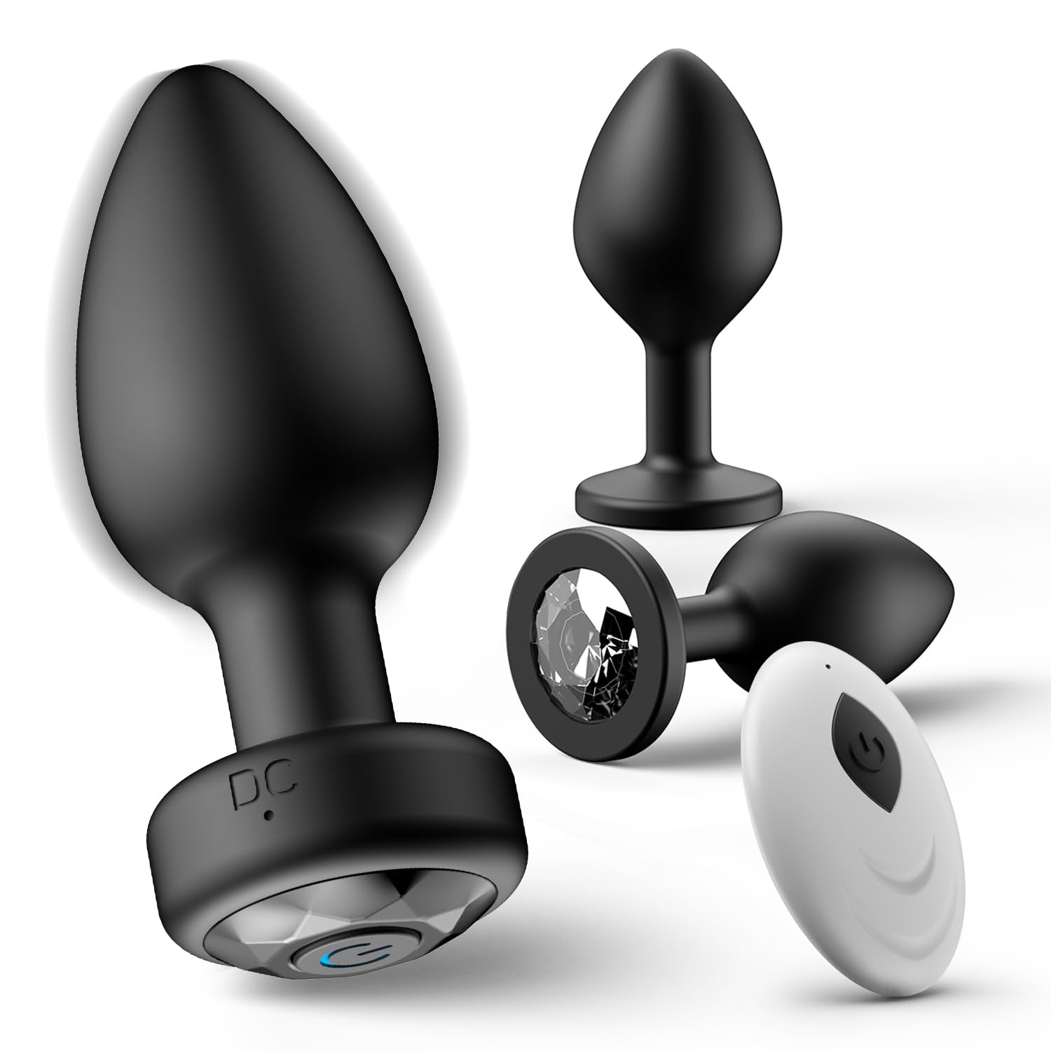 Anal Plug Sex Toys Vibrator - Silicone Butt Plugs Training Kit with Remote Control, 10 Vibration Modes, Prostate Massager for Adults - Black