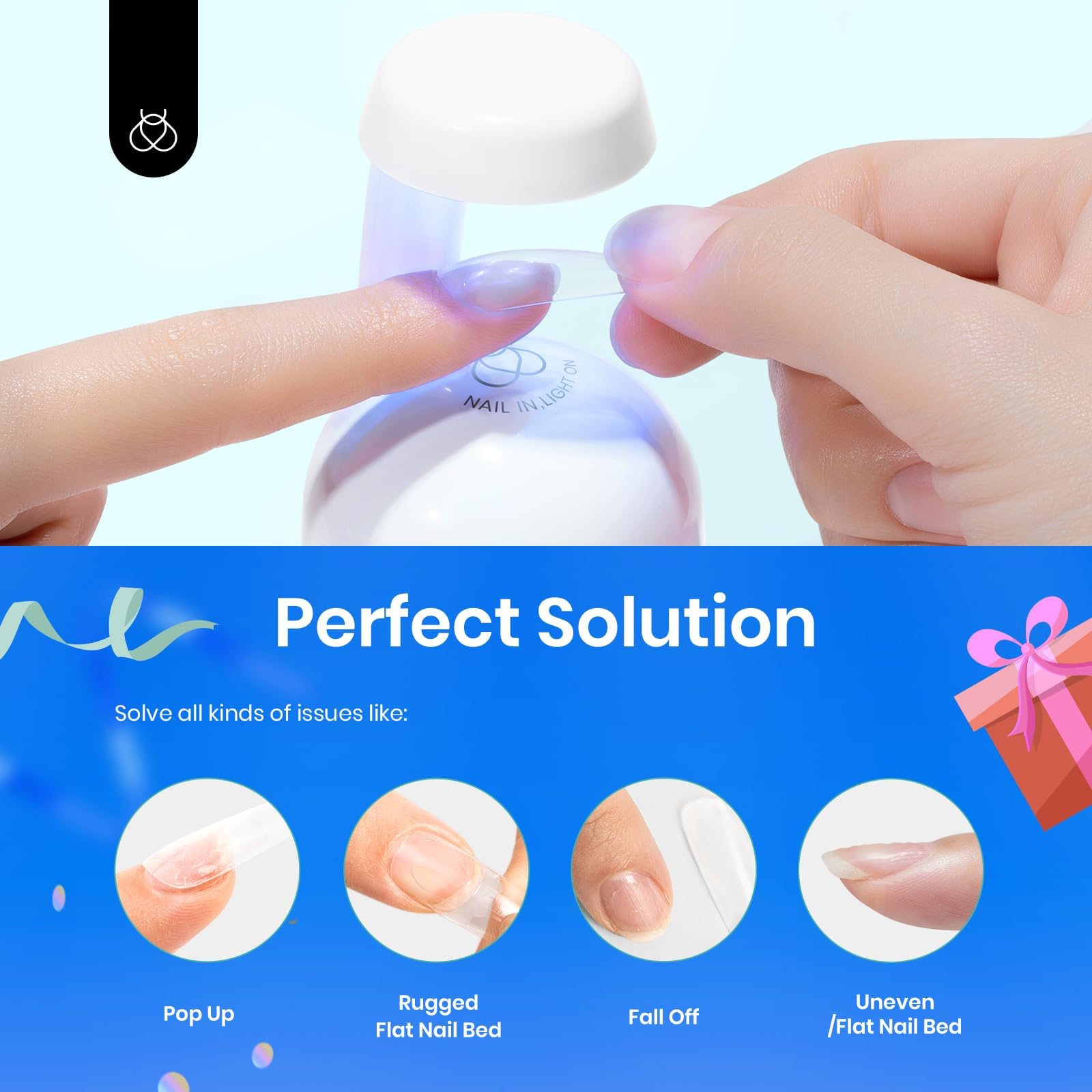 Beetles Gel Polish 9 in 1 Nail Glue with New Formula, 0.5 Fl Oz Super Strong Brush in Nail Gel Glue for False Nails Tips, Rhinestone, Base Gel, Blooming Nail Gel