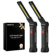 Coquimbo Tool Gifts for Men Dad Him Husband, Rechargeable LED Work Light BBQ Grill Light Accessories with Magnetic Base, 360 degrees Rotate Mechanic Flashlight Stocking Stuffers for Men Adults (2 Pack Black)