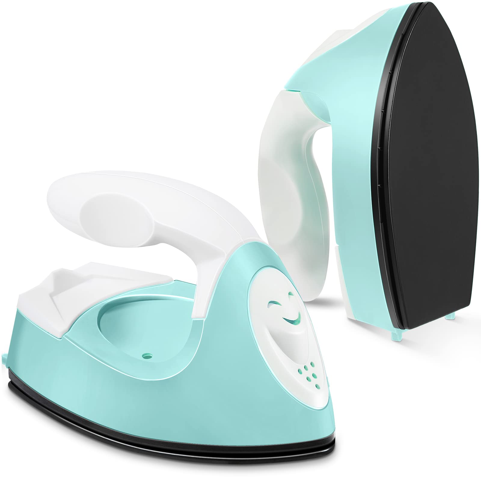 Honoson Mini Craft Iron Mini Heat Press Small Iron Portable Handy Tiny Flatiron with Charging Base Accessories for Fuse Beads Patch DIY Shoes T-Shirts Heat Transfer Vinyl Projects(Mint Green)