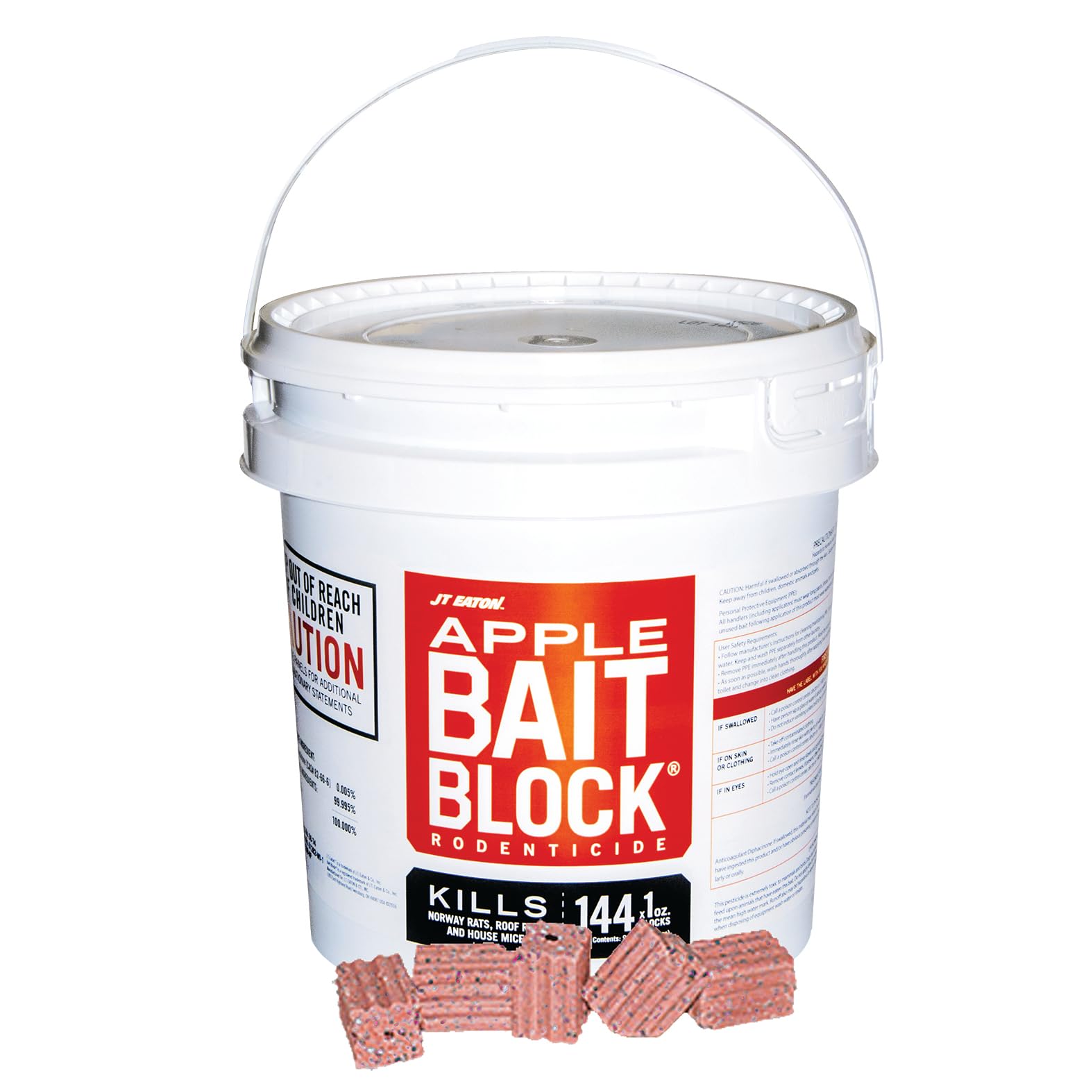 Bait Block Apple Flavor Rodenticide - 9 lb. Pail - Effective Rodent Control Bait Blocks - Long-Lasting and Easy to Use