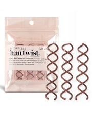 Kitsch Spiral Bobby Pins for Girls and Women - Hair Bun Maker | Rounded Tips, Chip-Resistant Bun Twist Spiral Hair Pins | Secure Hold All-Day - 3Pcs, Brown