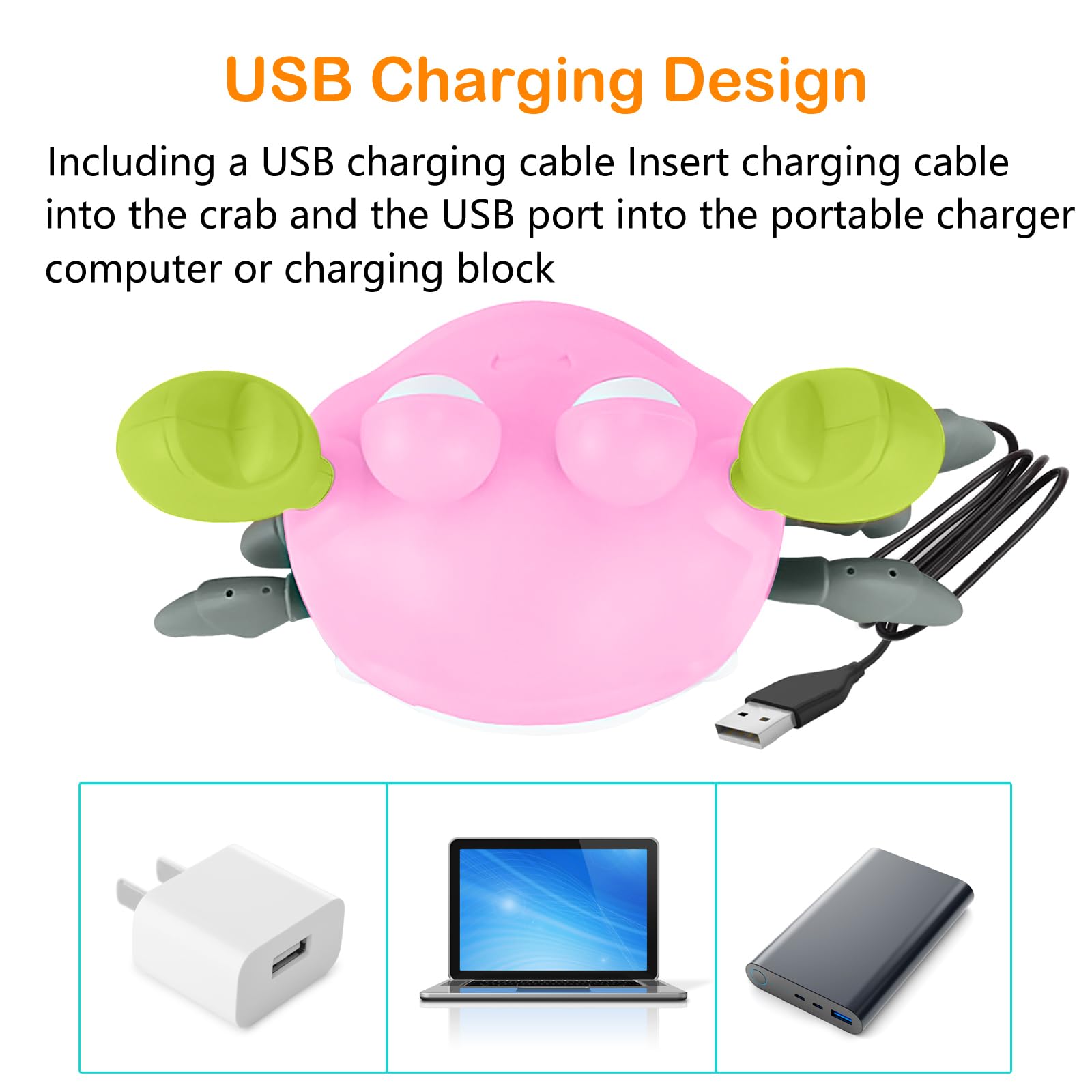 Plnmlls Crawling Crab Baby Toy - Tummy Time Toys - with Music and LED Light,Built-in Rechargeable Battery and Volume Can be Turned Off for 0-6 6-12 12-18 36 Months Walking Toddler Birthday Gift(Pink)