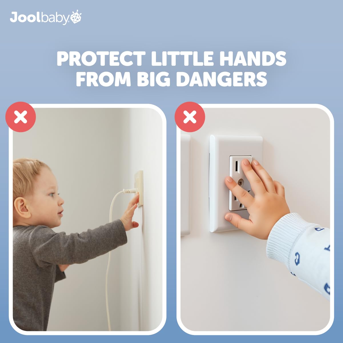 Outlet Cover Box for Child Safety (2 Pack) Duplex & Decorator Electrical Outlet Plates, Concealed Access Buttons, and Spacious Compartment - Jool Baby