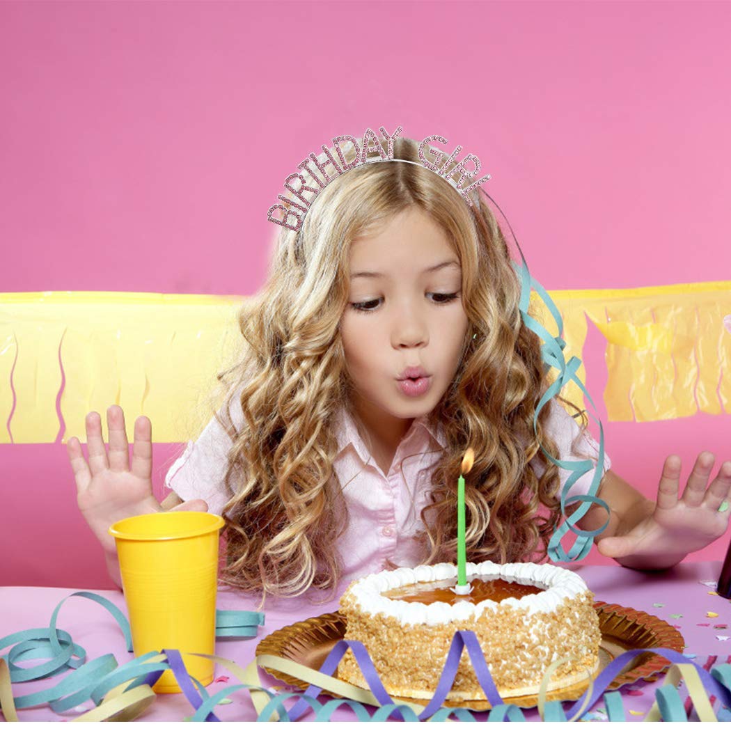 AOPRIE Pink Birthday Sash for Women Girls Happy Birthday Crown Tiara for Women Headband Princess Crown Accessories Decorations
