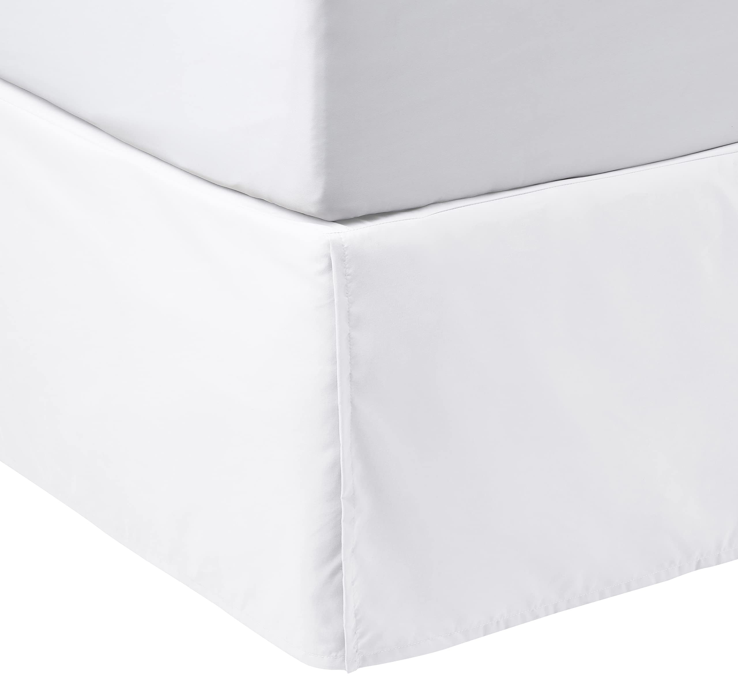 Basics Lightweight Pleated Bed Skirt, Queen, Bright White, Solid