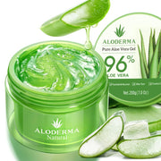 Aloderma Organic Aloe Vera Gel for Face & Body, 96% Pure Aloe Gel Made within 12 Hours of Harvest, Ideal for Skin, Scalp, & Hair Hydration, Calming Moisturizer for Soothing After Sun Care, 7.05oz