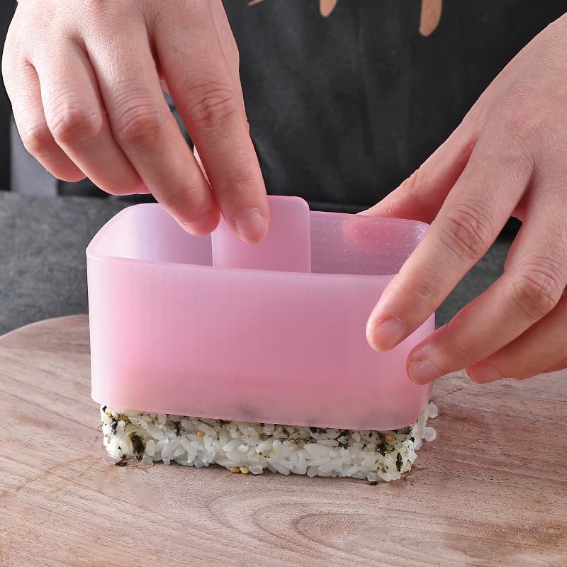 Onigiri 2 Pieces Rice Ball Mold Makers, Triangle Sushi Mold for Japanese Boxed Meal Children Bento by HAGBOU (Beige)