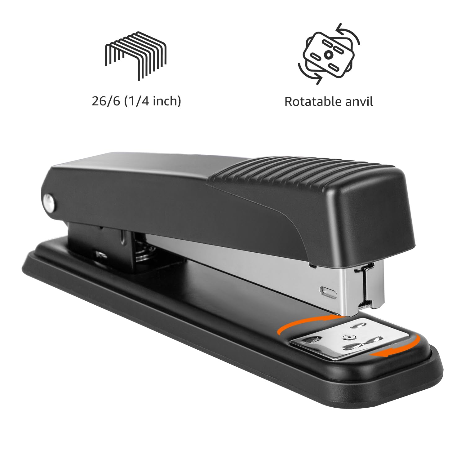 Amazon Basics Full-strip Metal Office Desktop Stapler, 20 Sheet Capacity, 3 Pack, Black