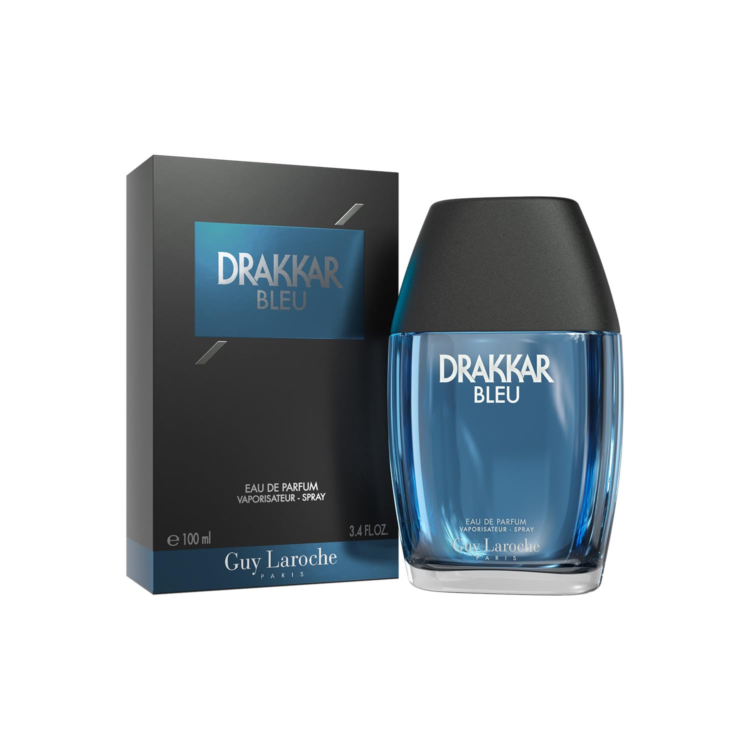 Guy Laroche Drakkar Bleu - Iconic Designer Fragrance - Powerful, Aquatic & Fresh Eau de Parfum - Aquatic Fougere - Long Lasting Mens Cologne - Day and Evening Scent 3.4 Fl Oz
