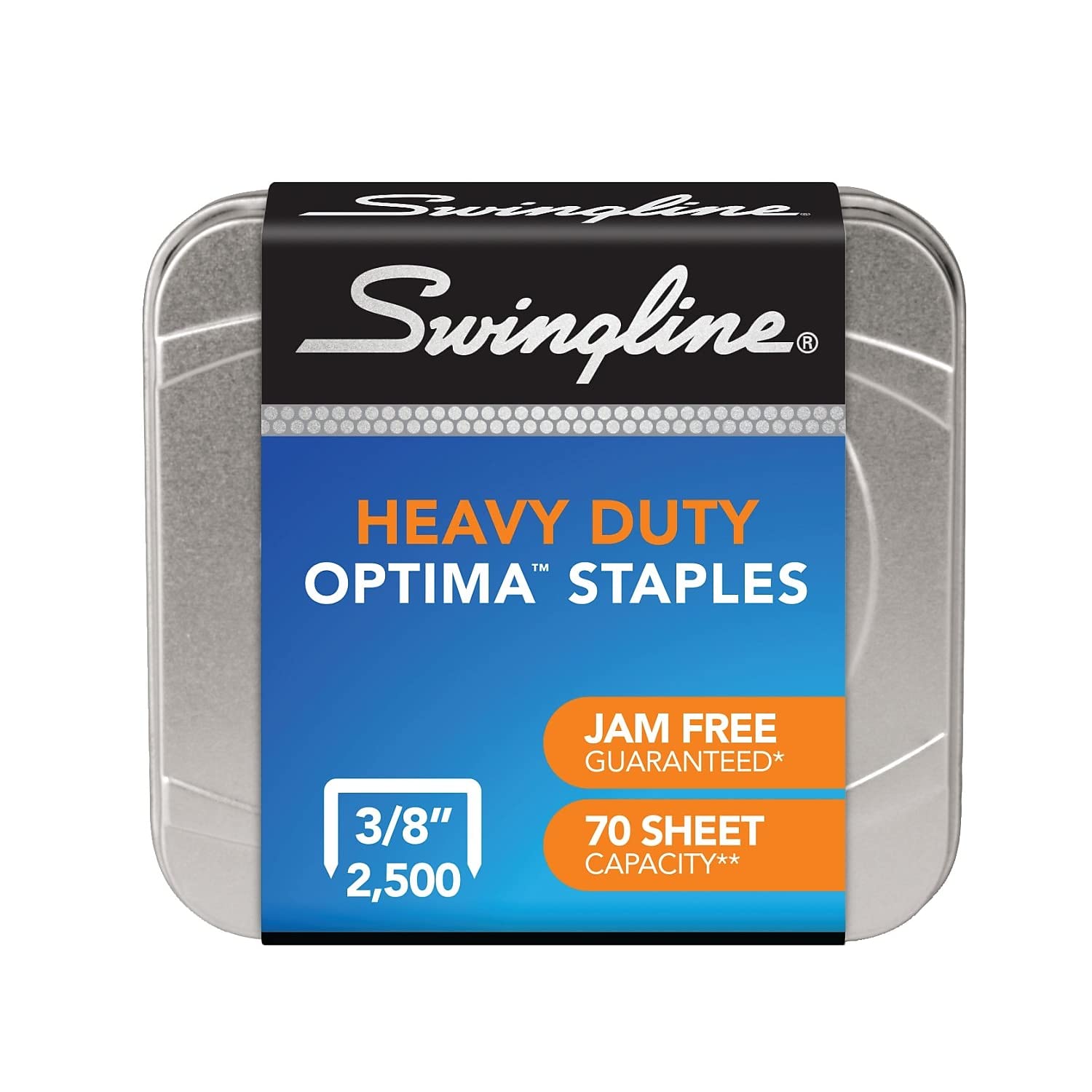 Swingline Staples, Premium High Capacity for Desktop Staplers, 3/8" Length, 125/Strip, 2500/Box, Jam Free, Optima (35550)