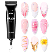 Makartt 3D Gel Nail Art - جل الأظافر النحتي 3D Nail Gel Glue 15g جل أظافر شفاف بدون مسح لتصاميم الأظافر، غراء أظافر للأعمال اليدوية للرسم والتشكيل والنحت والأحجار الكريمة والديكور.